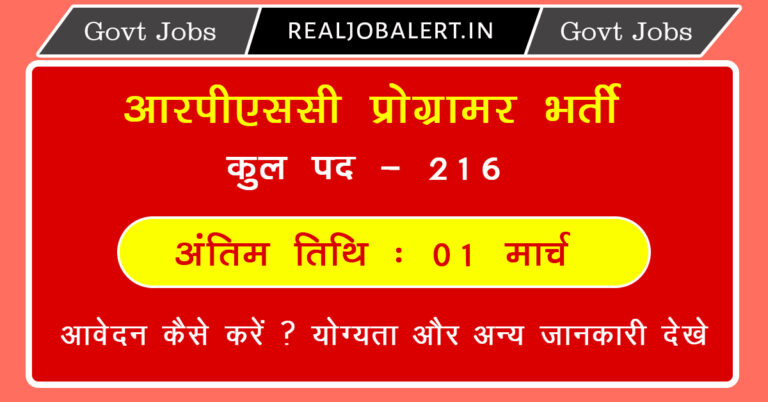 Rajasthan Programmer Vacancy 2024 Notification